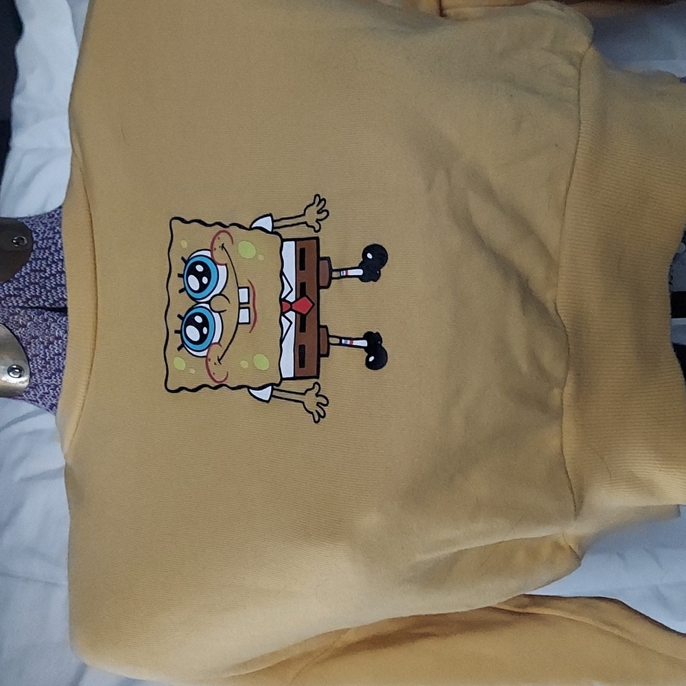 Nickelodeon crop top long sleeve Yellow sweat shirt large